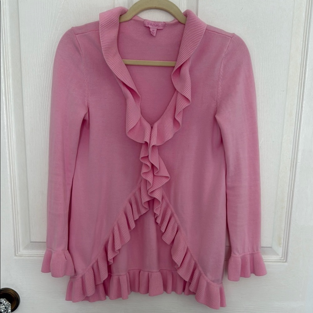 Lilly Pulitzer Pink Ruffled Cardigan